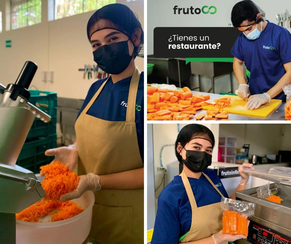 Equipo de Fruto Infinito preparando producto fresco en planta